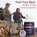 LongJuvity Urolithin A Supplement (500mg) – Mitochondrial Supplement for Healthy Aging – Pure, High-Potency Mitophagy Activator – Lab Tested Postbiotic (60 Capsules)