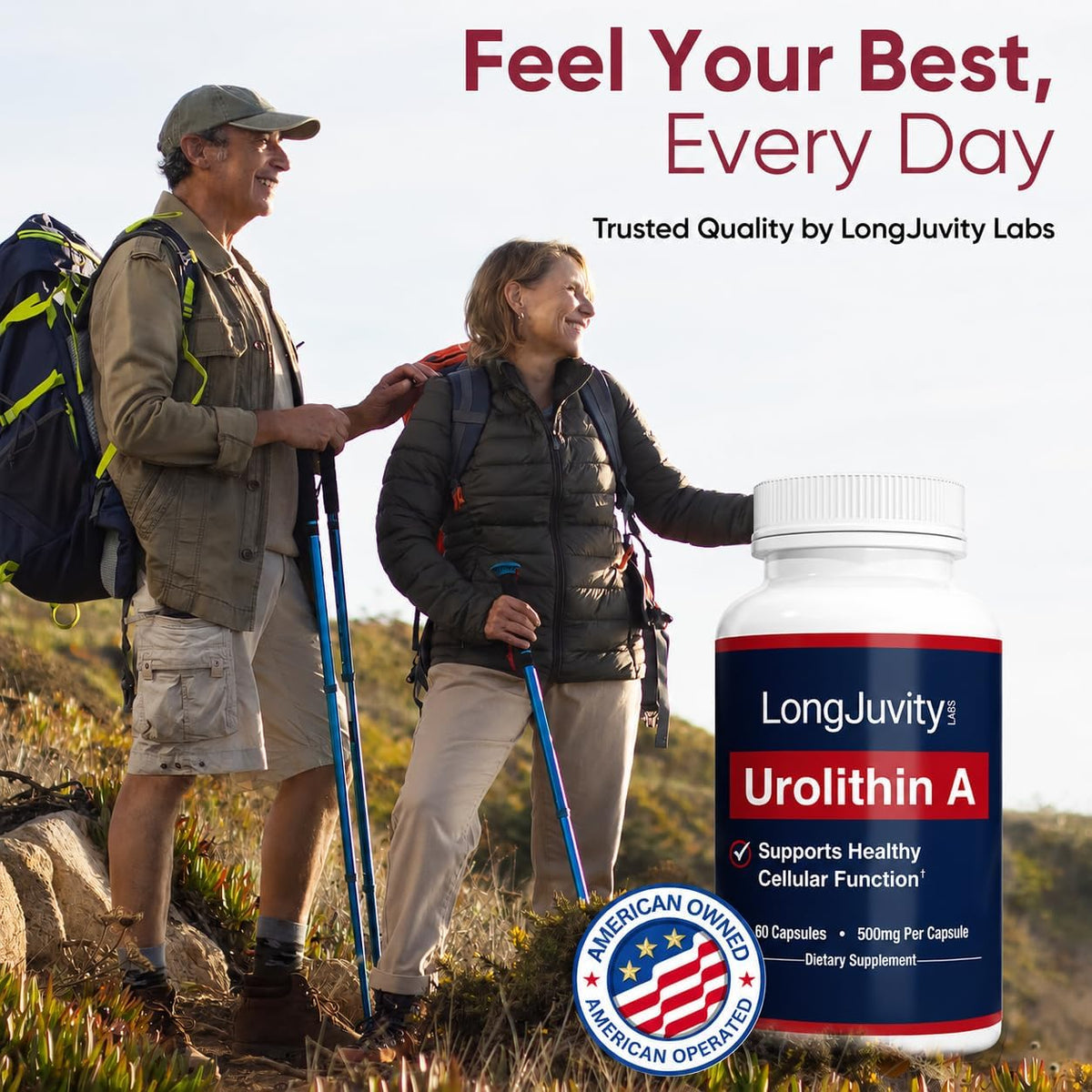 Urolithin A Supplement (500mg) – Pure, High-Potency Lab Tested Postbiotic for Optimal Cellular Health (60 Capsules)