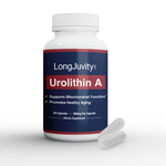 LongJuvity Urolithin A Supplement (500mg) – Mitochondrial Supplement for Healthy Aging – Pure, High-Potency Mitophagy Activator – Lab Tested Postbiotic (60 Capsules)