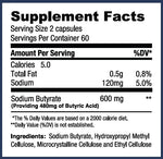 Sodium Butyrate Supplement | 120 Extended-Release Capsules | 300mg | Micro-Granule Formulation