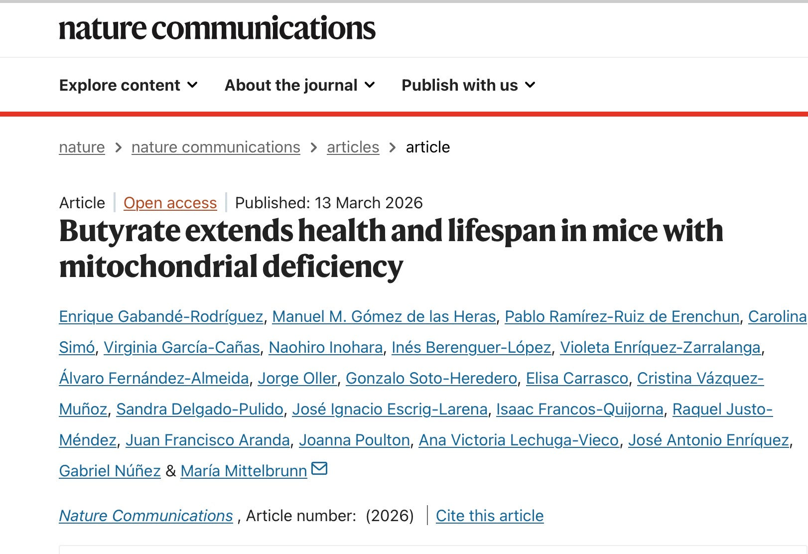 New Research: Butyrate Extends Lifespan in Mice With Mitochondrial Disease