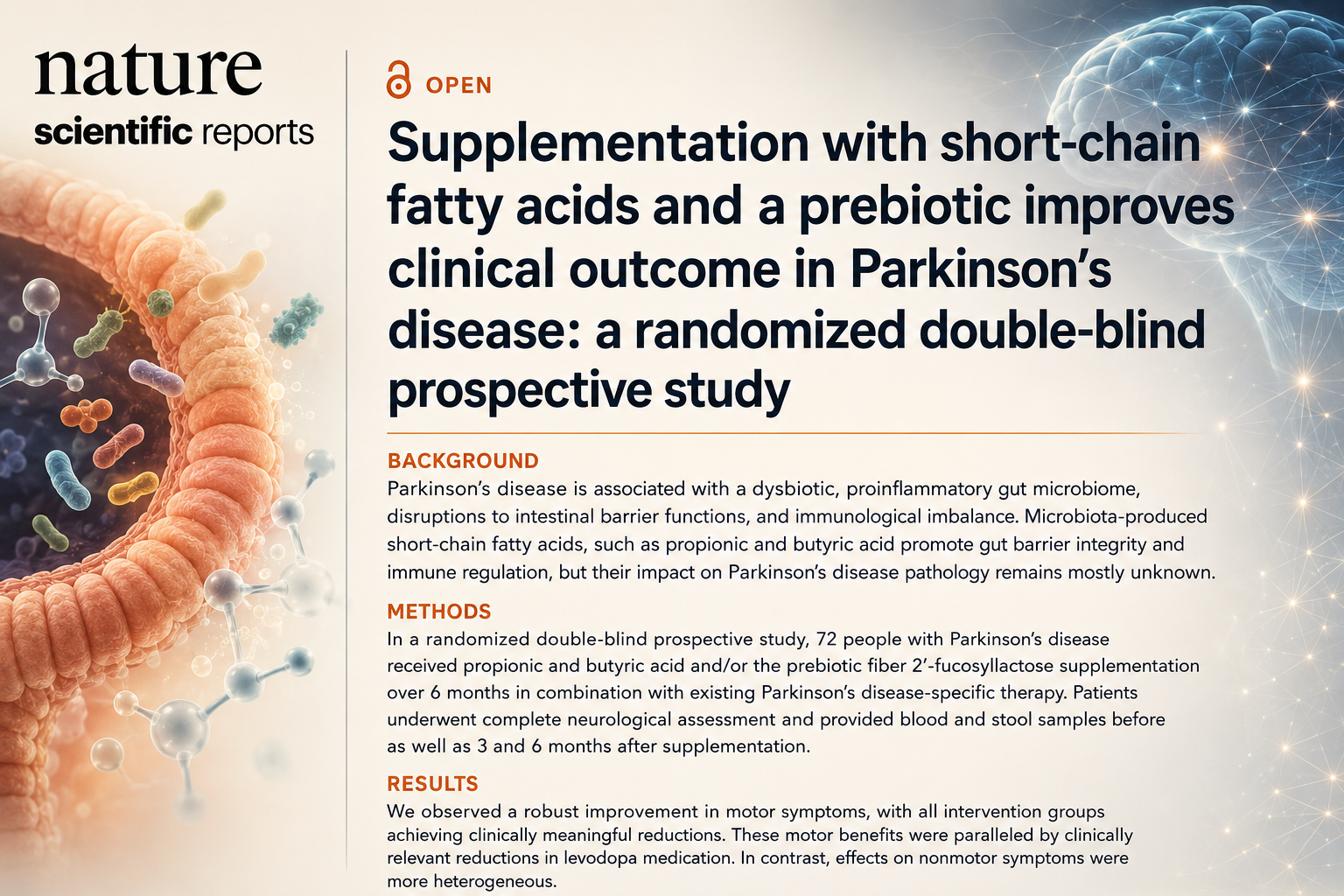 Gold-Standard Clinical Trial Finds Gut-Derived Short-Chain Fatty Acids Improve Parkinson's Symptoms