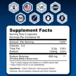 Sodium Butyrate Supplement | 120 Extended-Release Capsules | 300mg | Micro-Granule Formulation