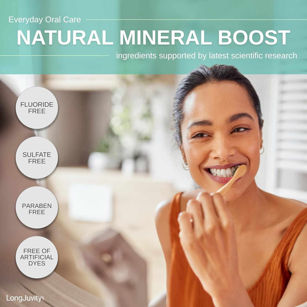 LongJuvity Hydroxy Pro Nano Hydroxyapatite + Probiotic Toothpaste - Fluoride Free